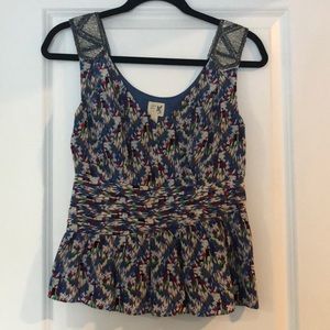 Anthropologie silk and beaded top